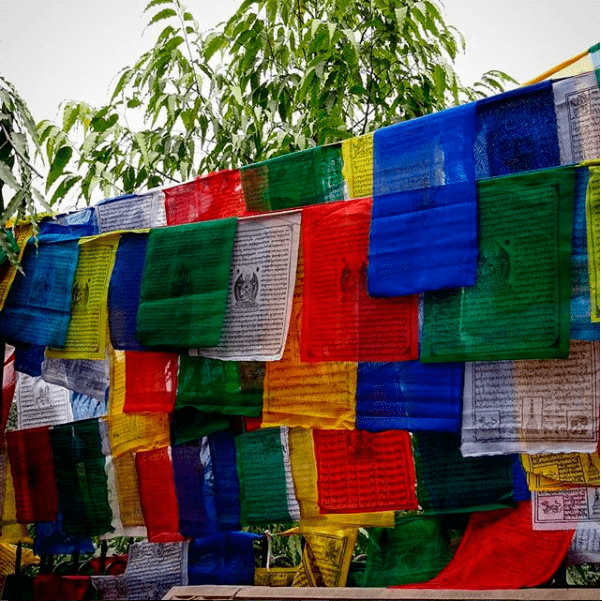 las banderas de oración, Tibet, budismo